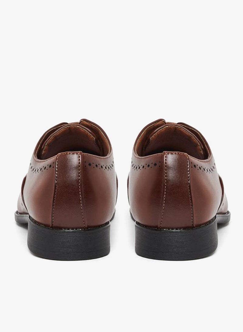 Styli Men Brown Leather Oxford Shoes - Image 3