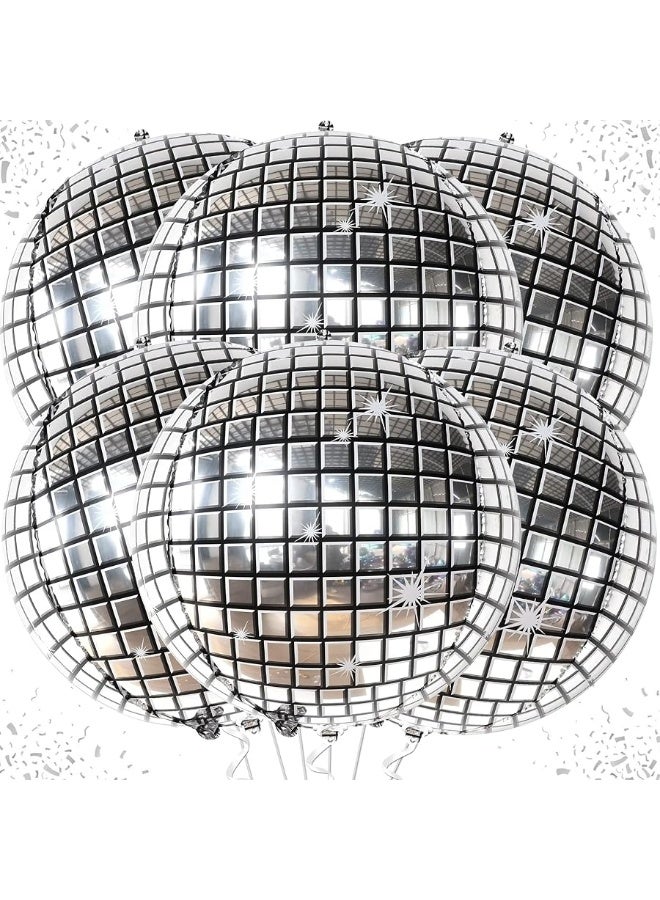 KatchOn, Silver Disco Ball Balloons Decorations - 22 Inch, Pack of 6 | 4D Sphere Disco Balloons for Disco Party Decorations | 70s Party Decorations, Disco Decorations | Mamma Mia Party Decorations - Image 1