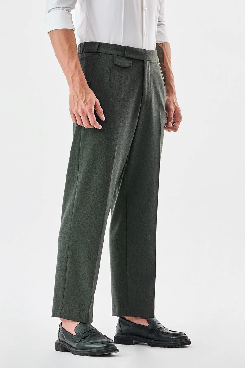 Snitch Olive Relaxed Fit Stretch Trousers for Men | Best Price UAE