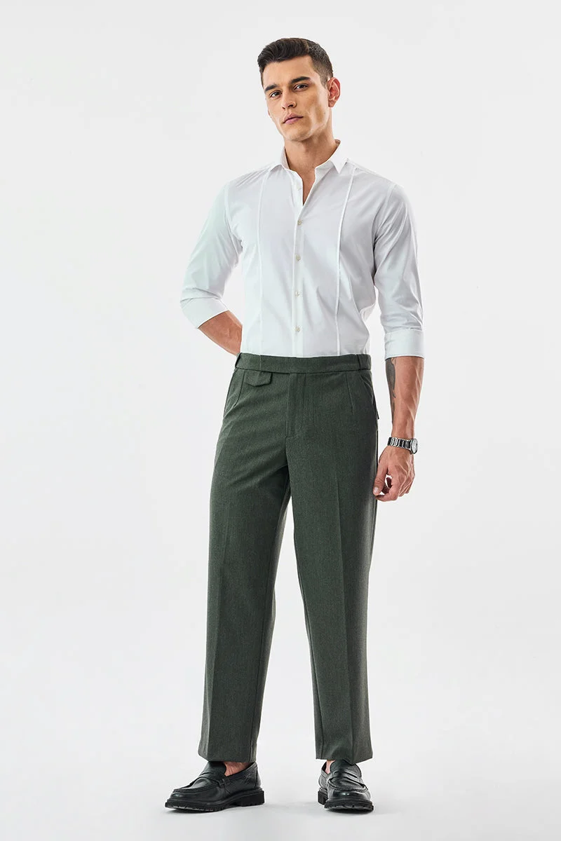 Snitch Olive Relaxed Fit Stretch Trousers for Men | Best Price UAE