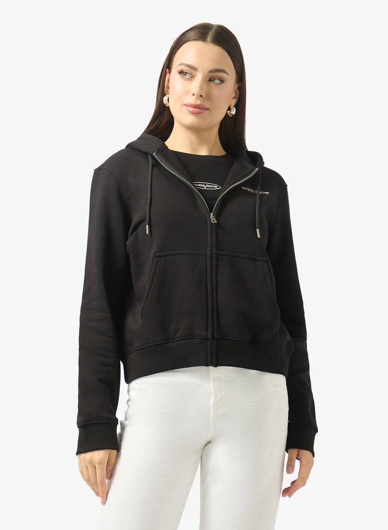 GUESS Logo Detail Zip Through Hoodie - Image 1