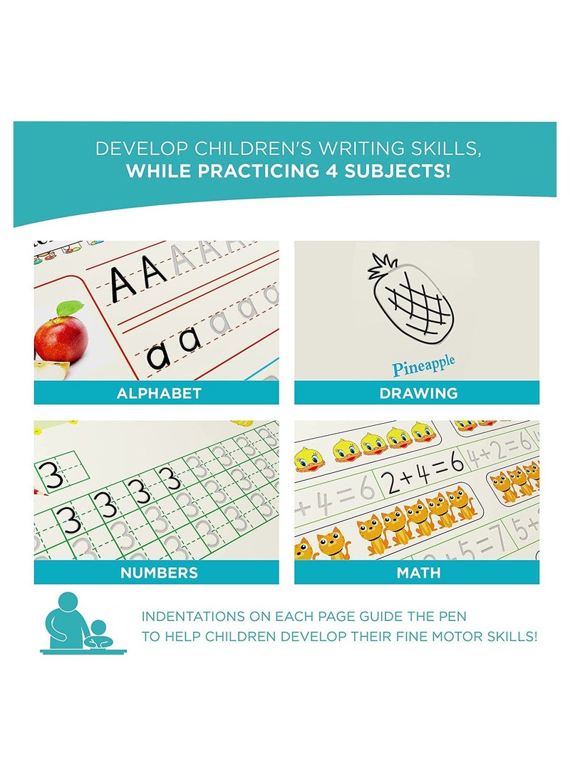 SYOSI 4 Books with Pens Magic Copybook Reusable Handwriting Tracing Practice kit Preschool Calligraphy Set for Preschools Grooves Template Design and Aid - Image 4