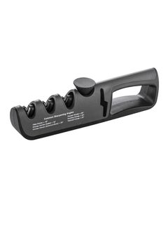 AROAQ Knife Sharpener, Adjustable Manual 4 Stages Scissors Sharpening Stone, Quick And Safe Knife Angle Sharpener Tool, Anti Slip Easy To Use Kitchen Knives Grinder For All Types Of Knives, (Black)  - Image 1