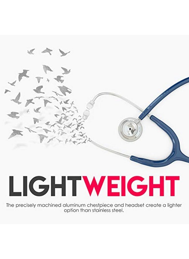 MDF Instruments MDF Instruments, Acoustica Lightweight Stethoscope for Doctors, Nurses, Students, Home Health Use, Adult, Dual Head, Navy Blue Tube, Silver Chestpiece-Headset, MDF747XP04  - Image 2