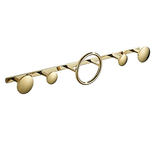 LANGPAI Coat Hooks for Wall Mounted Creative Modern Coat Rack Entryway Storage Hook Metal Row Hooks Hanging Robe Towel Hooks Brass Polished Gold Finished - Image 1
