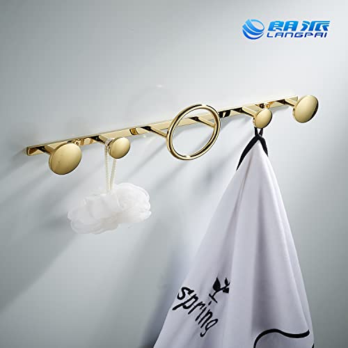 LANGPAI Coat Hooks for Wall Mounted Creative Modern Coat Rack Entryway Storage Hook Metal Row Hooks Hanging Robe Towel Hooks Brass Polished Gold Finished - Image 3