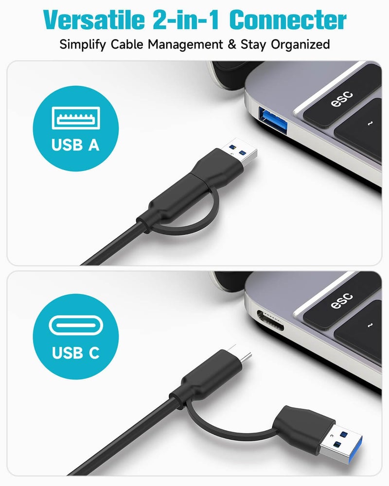 ikuai Powered USB Hub, ikuai 7-Port USB 3.2 / USB C Hub, with 3 10Gbps Data Ports (2 USB-C + 1 USB-A) and 4 USB A 3.0 Ports for PC Laptops - Image 4