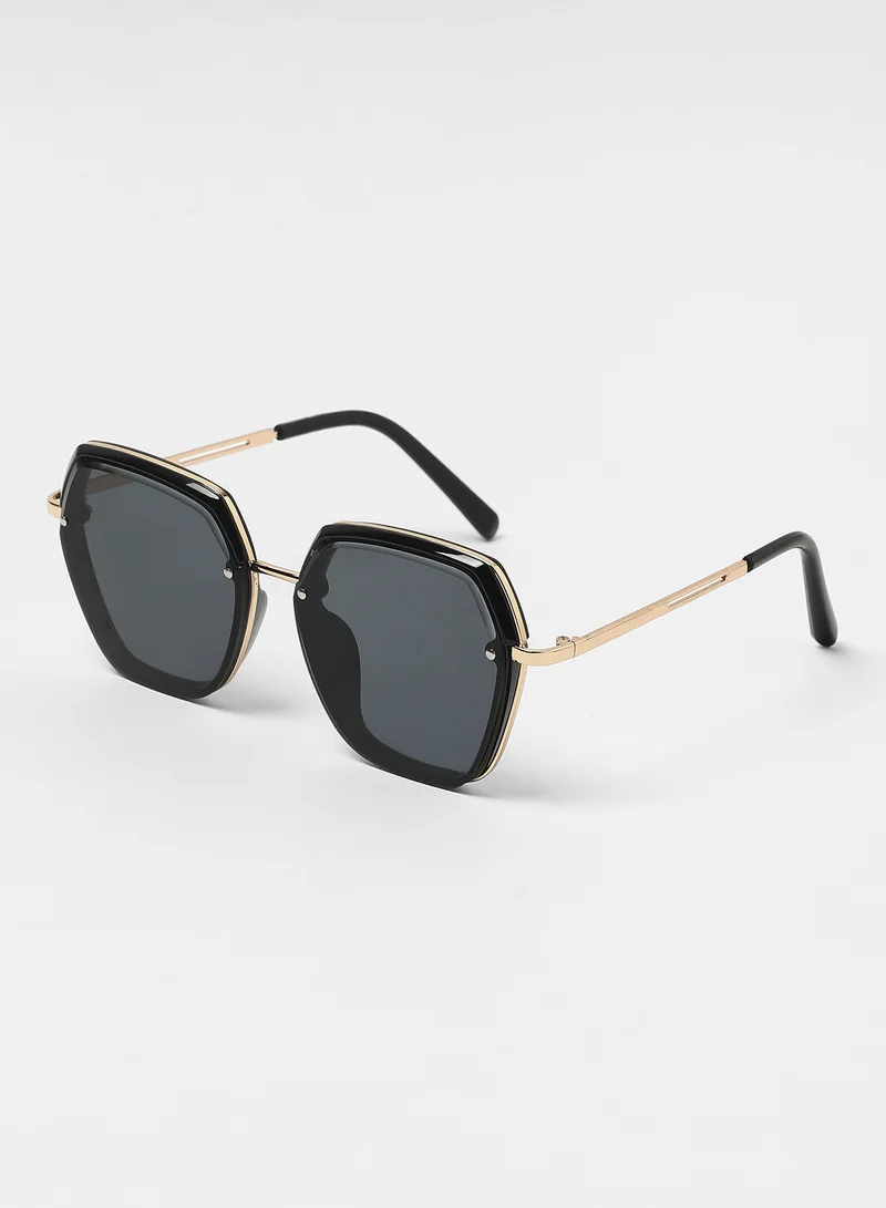 Haute Sauce Haute Sauce Women's The Layered Butterfly Sunglasses For Casual Wear | One-Size | Onyx Black Alloy Frame | Midnight Black Polarized Lens | Full Rim | Eyewear For Woman & Girls