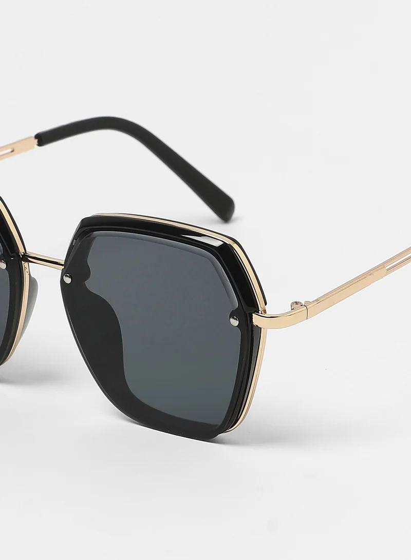 Haute Sauce Haute Sauce Women's The Layered Butterfly Sunglasses For Casual Wear | One-Size | Onyx Black Alloy Frame | Midnight Black Polarized Lens | Full Rim | Eyewear For Woman & Girls
