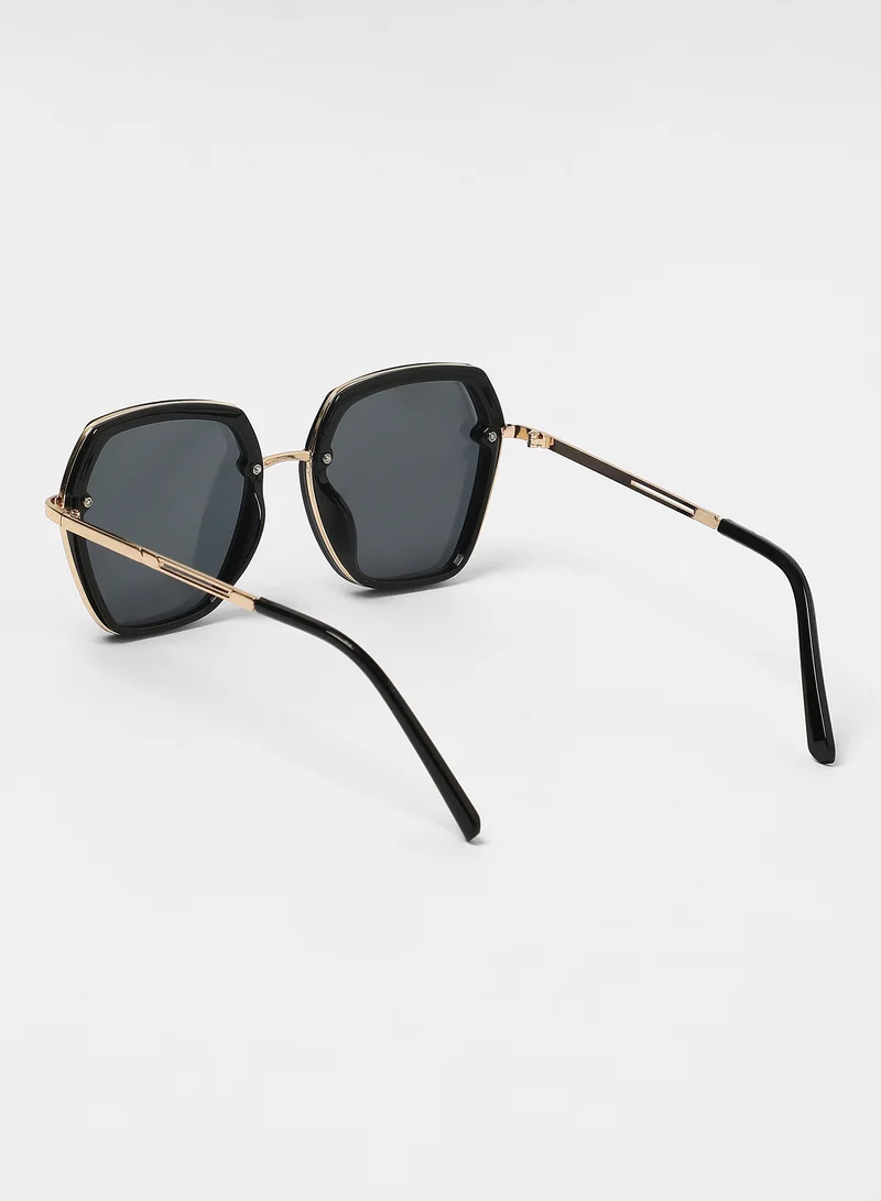 Haute Sauce Haute Sauce Women's The Layered Butterfly Sunglasses For Casual Wear | One-Size | Onyx Black Alloy Frame | Midnight Black Polarized Lens | Full Rim | Eyewear For Woman & Girls