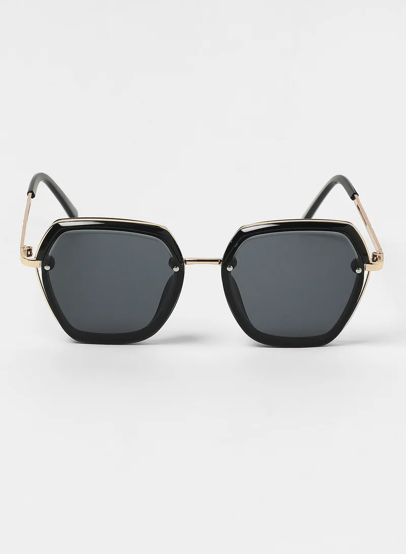 Haute Sauce Haute Sauce Women's The Layered Butterfly Sunglasses For Casual Wear | One-Size | Onyx Black Alloy Frame | Midnight Black Polarized Lens | Full Rim | Eyewear For Woman & Girls