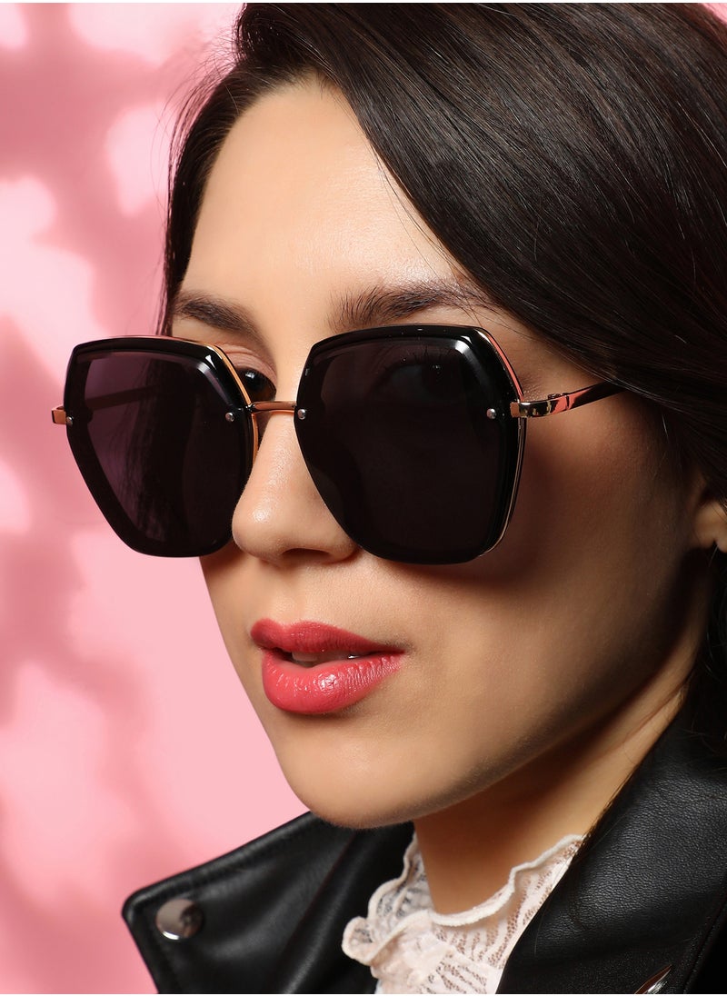 Haute Sauce Haute Sauce Women's The Layered Butterfly Sunglasses For Casual Wear | One-Size | Onyx Black Alloy Frame | Midnight Black Polarized Lens | Full Rim | Eyewear For Woman & Girls  - Image 3