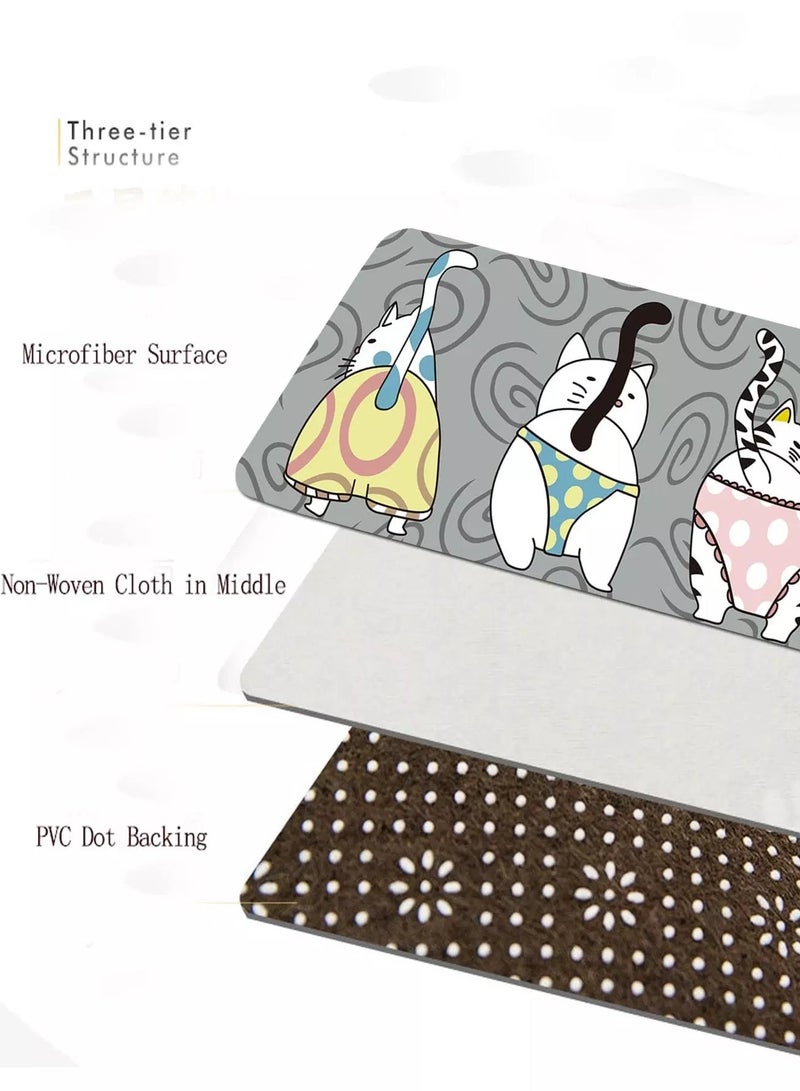 1pc Cartoon Cat Print Kitchen Carpet  - Image 2