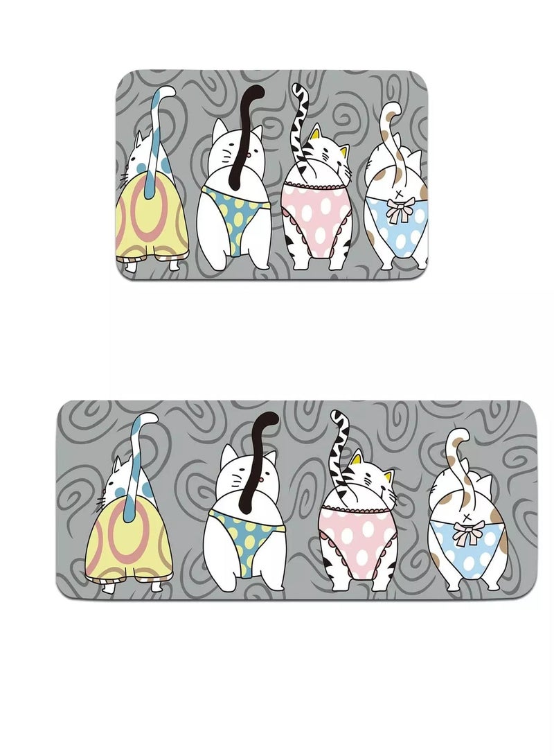 1pc Cartoon Cat Print Kitchen Carpet  - Image 5