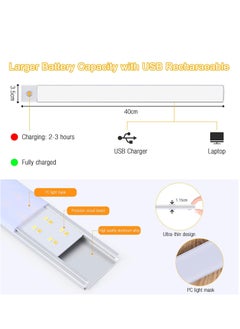 Necomi 40cm Rechargeable Magnetic LED Under Cabinet Light for Kitchen, LED Wireless Wardrobe Light 3 Colors and Stepless Dimming  - Image 4