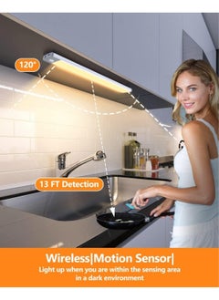 Necomi 40cm Rechargeable Magnetic LED Under Cabinet Light for Kitchen, LED Wireless Wardrobe Light 3 Colors and Stepless Dimming  - Image 2