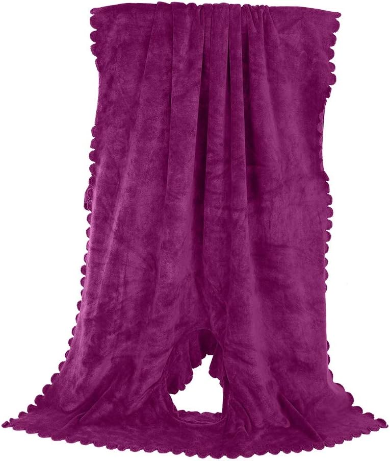 klarako Bed Towel,Soft Lintklarako free Towel Blanket Solid Color Highly Absorbent Towels with Hole for Beauty Salon(Violet) - Image 1