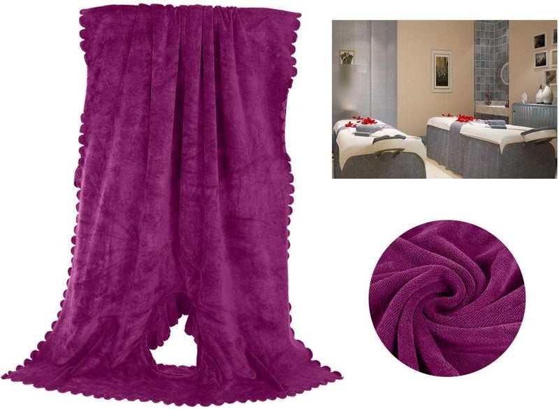 klarako Bed Towel,Soft Lintklarako free Towel Blanket Solid Color Highly Absorbent Towels with Hole for Beauty Salon(Violet) - Image 5