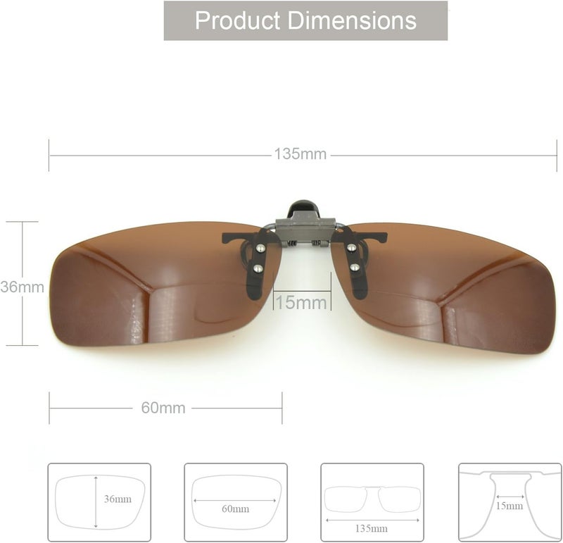 Besgoods Cycling Sport Polarized Clip-on Flip up Metal Clip Sunglasses Lenses Glasses Unbreakable Driving Fishing Outdoor - Image 3