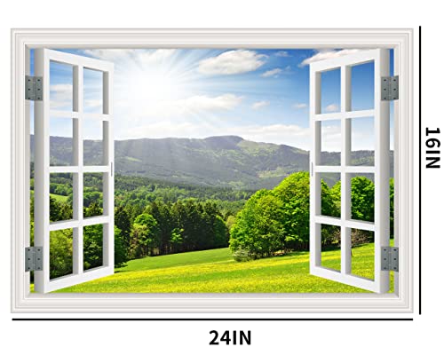 FLFK Fake Window Wall Sticker - Landscape Faux Window Wall Mural for Wall Decor, Stick and Peel Wall Decals,16"x24" - Image 2