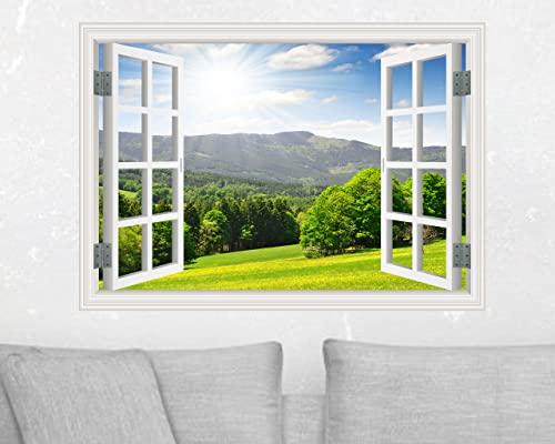 FLFK Fake Window Wall Sticker - Landscape Faux Window Wall Mural for Wall Decor, Stick and Peel Wall Decals,16"x24" - Image 4