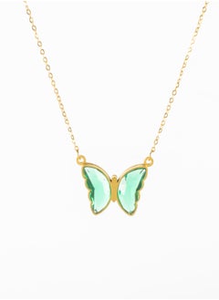 The Black Pearl Accessories Stainless Steel Necklace with Green Zirconic Butterfly Pendant  - Image 1