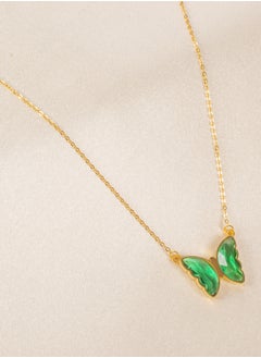 The Black Pearl Accessories Stainless Steel Necklace with Green Zirconic Butterfly Pendant  - Image 3