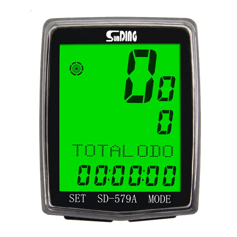SunDING Wired Bike Computer Waterproof Bicycle Odometer Multi Functional LCD Screen Cycling Speedometer Mountain Bike Speed Meter with Green Backlight - Image 1