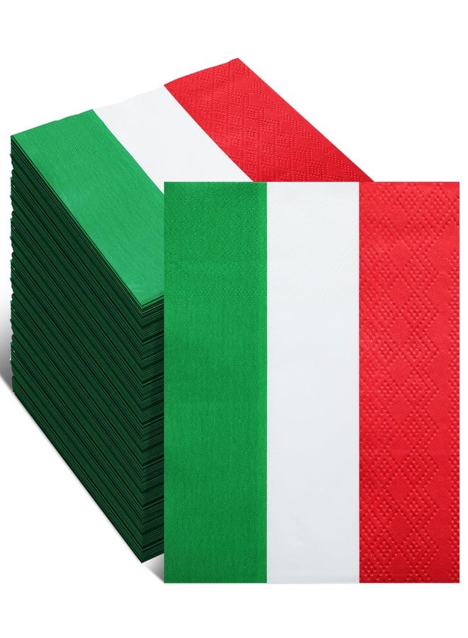 Affrolling 50 Pcs Italian Napkins Bulk Red White Green Luncheon Cocktail Napkins Italy Flag Disposable Paper Tissues Italy Themed Tableware for Christmas Family Italian Party Decor (5 Inches,Flag) - Image 1