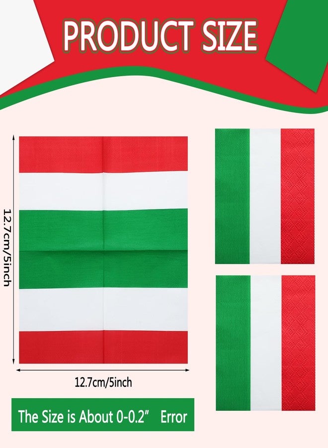 Affrolling 50 Pcs Italian Napkins Bulk Red White Green Luncheon Cocktail Napkins Italy Flag Disposable Paper Tissues Italy Themed Tableware for Christmas Family Italian Party Decor (5 Inches,Flag) - Image 2