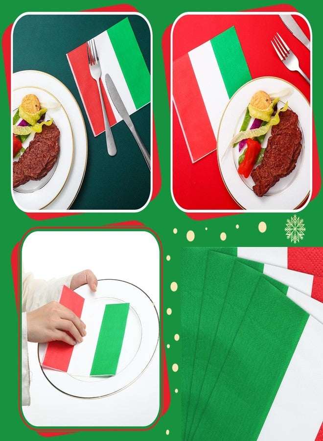 Affrolling 50 Pcs Italian Napkins Bulk Red White Green Luncheon Cocktail Napkins Italy Flag Disposable Paper Tissues Italy Themed Tableware for Christmas Family Italian Party Decor (5 Inches,Flag) - Image 4