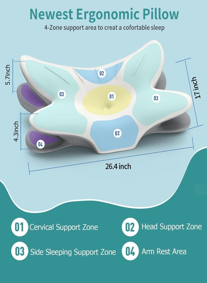 Tujami Cervical Neck Pillow for Pain Relief, Ergonomic Side Sleeper Pillow for Sleeping, Orthopedic Contour Memory Foam Bed Rest Pillows for Sleeping, Cooling Cervical Pillow for Back Stomach Sleepers - Image 4