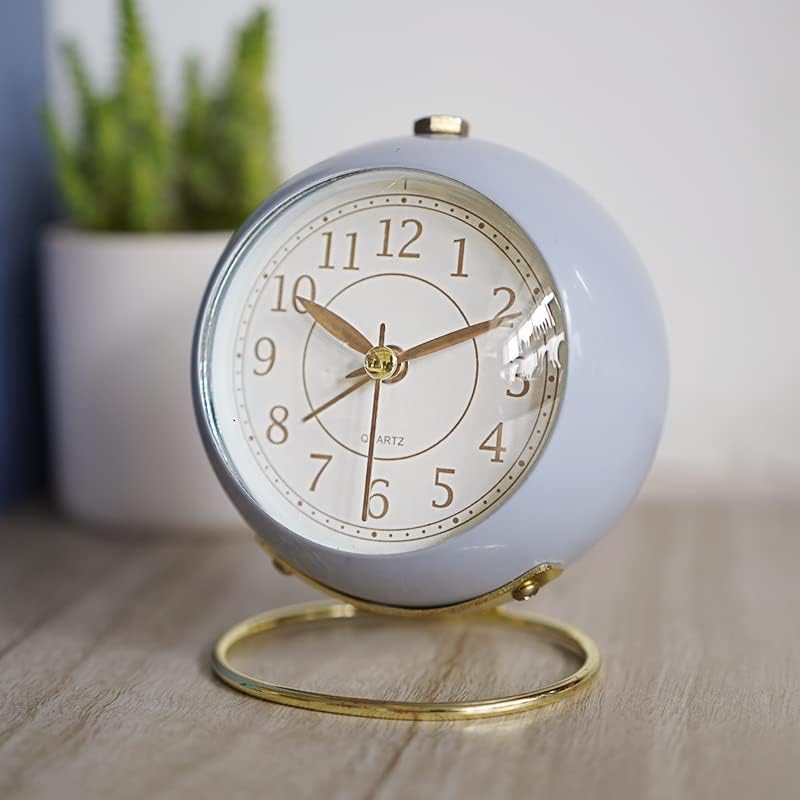 CLEMATIS CLEMATIS Small Table Clocks Classic NonTicking Table Top Alarm Clock with Backlight Battery Operated Desk Clock with HD Glass for Living Room Bedroom Bedside Indoor Decor Blue  - Image 1