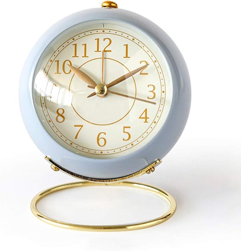 CLEMATIS CLEMATIS Small Table Clocks Classic NonTicking Table Top Alarm Clock with Backlight Battery Operated Desk Clock with HD Glass for Living Room Bedroom Bedside Indoor Decor Blue  - Image 4