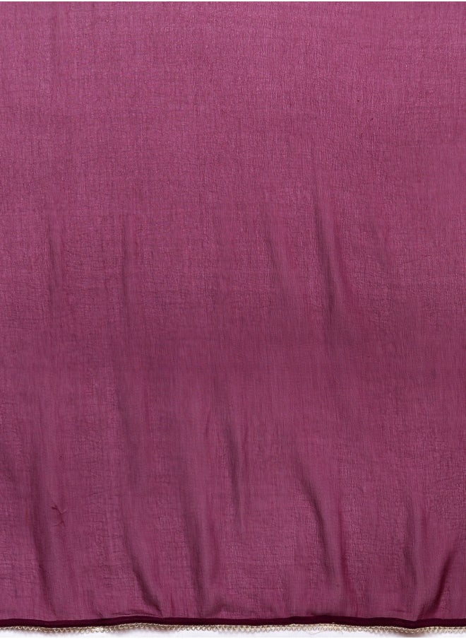 ISHIN Women's Mauve 100% Cotton Printed A-Line Kurta Set  - Image 5