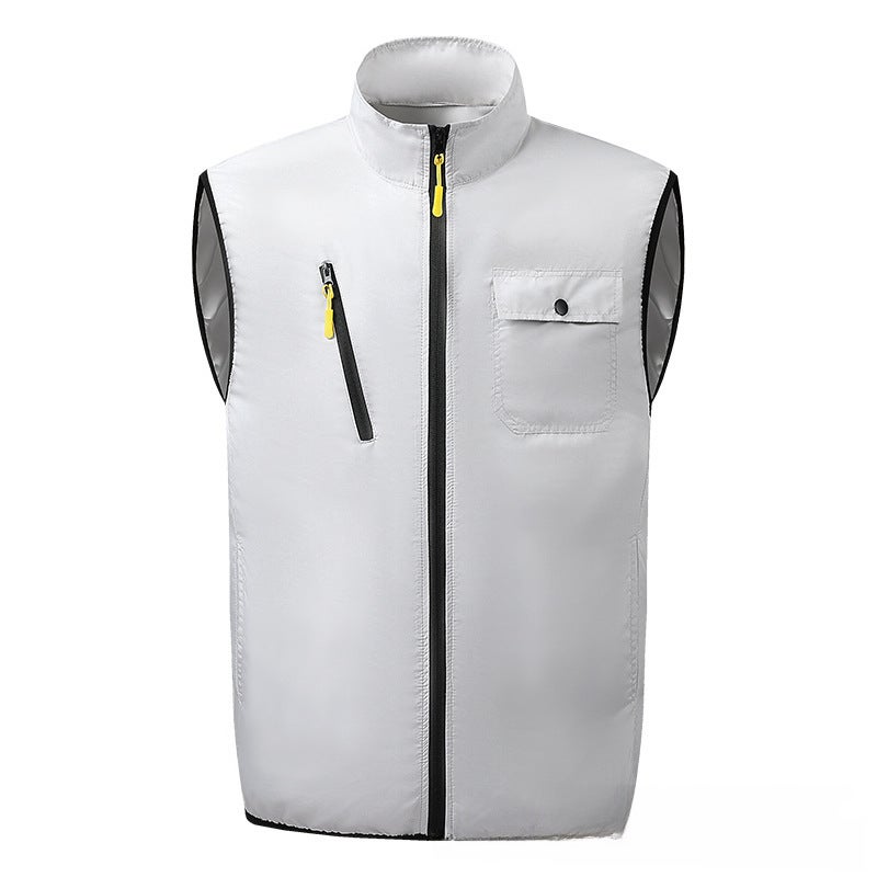 Summer Cooling Fan Jacket Rechargeable Air-Con Workwear 8845 [white single coat]]