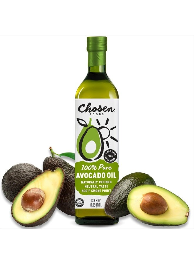 Chosen FOODS 100% Pure Avocado Oil, Keto and Paleo Diet Friendly, Kosher Oil for Baking, High-Heat Cooking, Frying, Homemade Sauces, Dressings and Marinades (1 liter)  - Image 1
