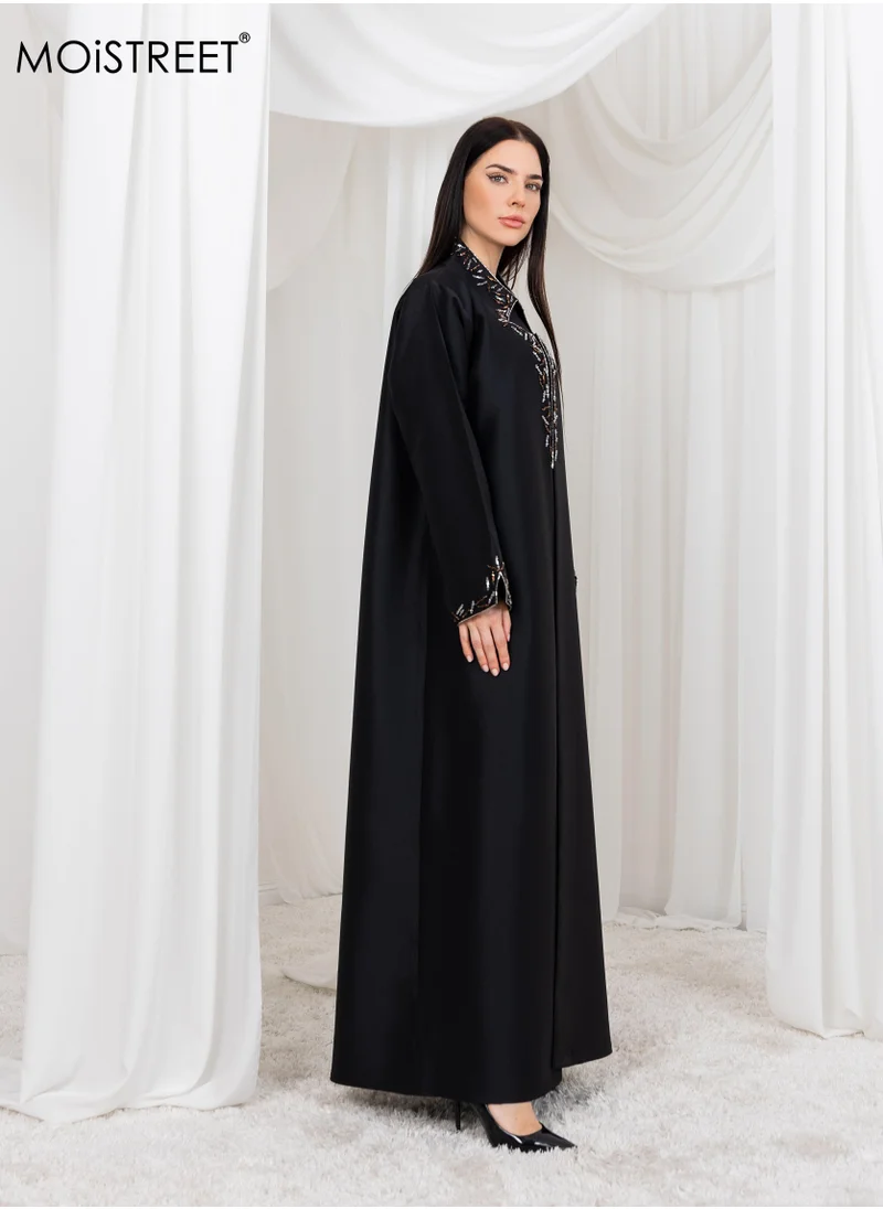 Moistreet Bridal Satin Embriodred  Abaya