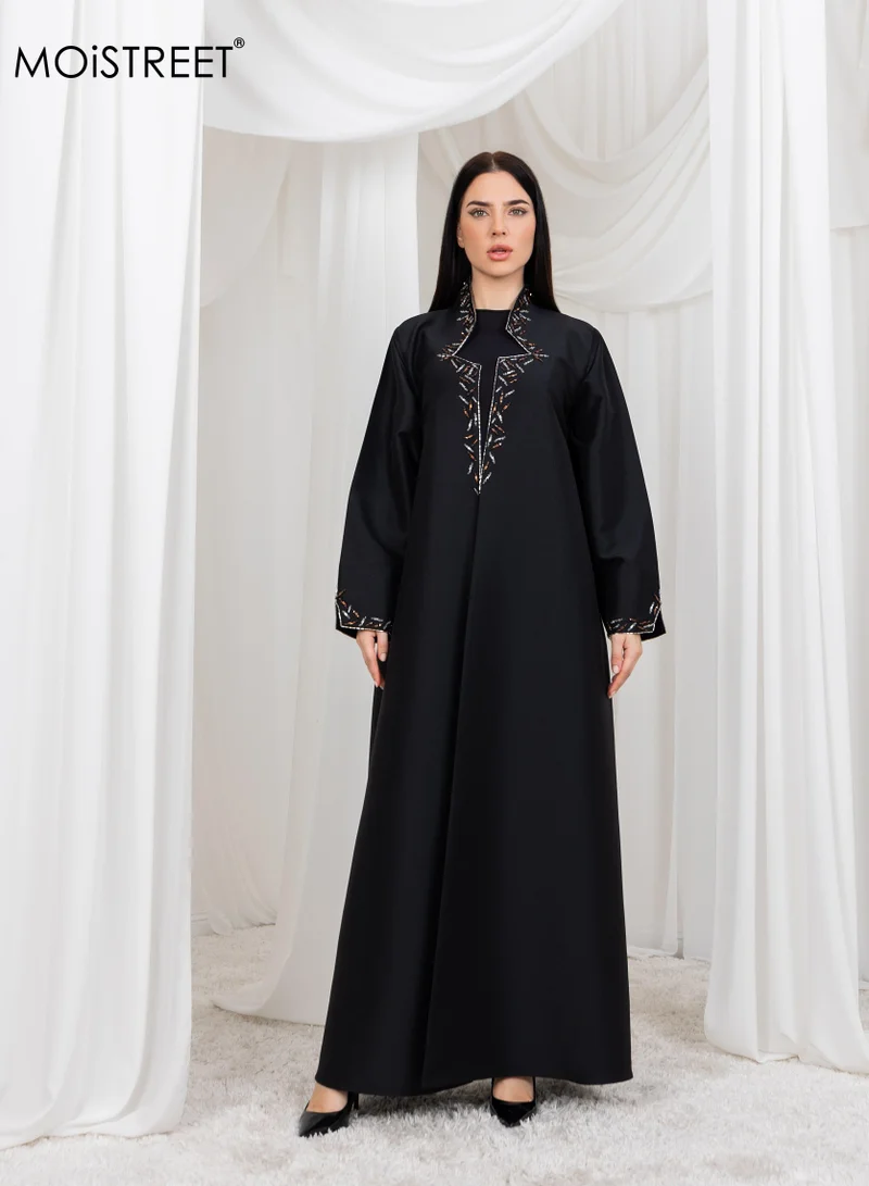 Moistreet Bridal Satin Embriodred  Abaya