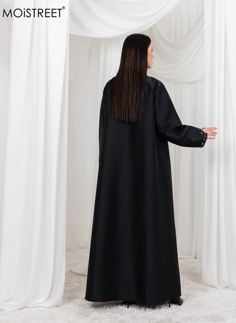 Moistreet  MOiSTREET Bridal Satin Embriodred  Abaya for Women | Best Price UAE