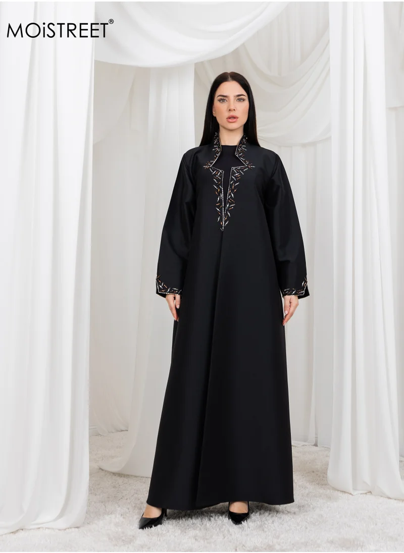 Moistreet MOiSTREET Bridal Satin Embriodred  Abaya