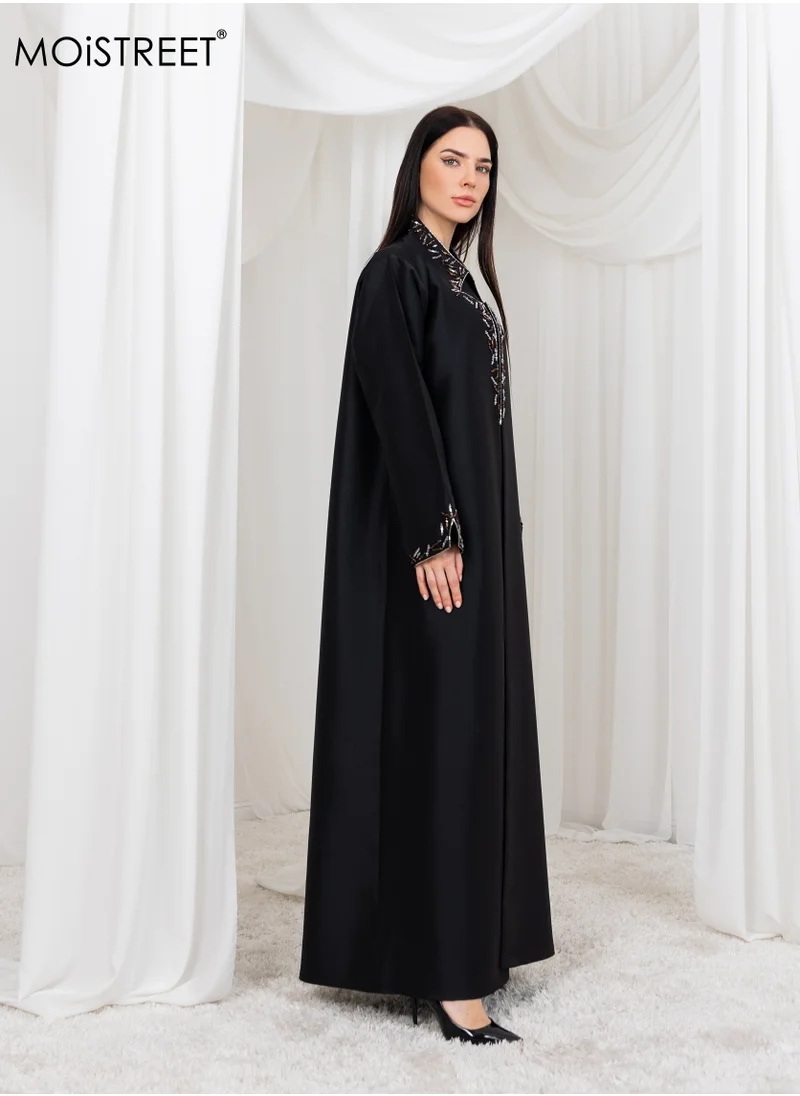 Moistreet MOiSTREET Bridal Satin Embriodred  Abaya