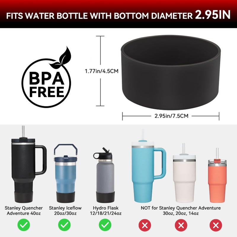 PICcircuit 2PCS for Stanley Boot, Silicone Bottom for Quencher Adventure 40oz 30oz IceFlow 20oz 30oz Bottle&for Hydroflask Tumbler 12-24oz for Stanley Cup Accessories Avoid Scratches&Noise - Image 2