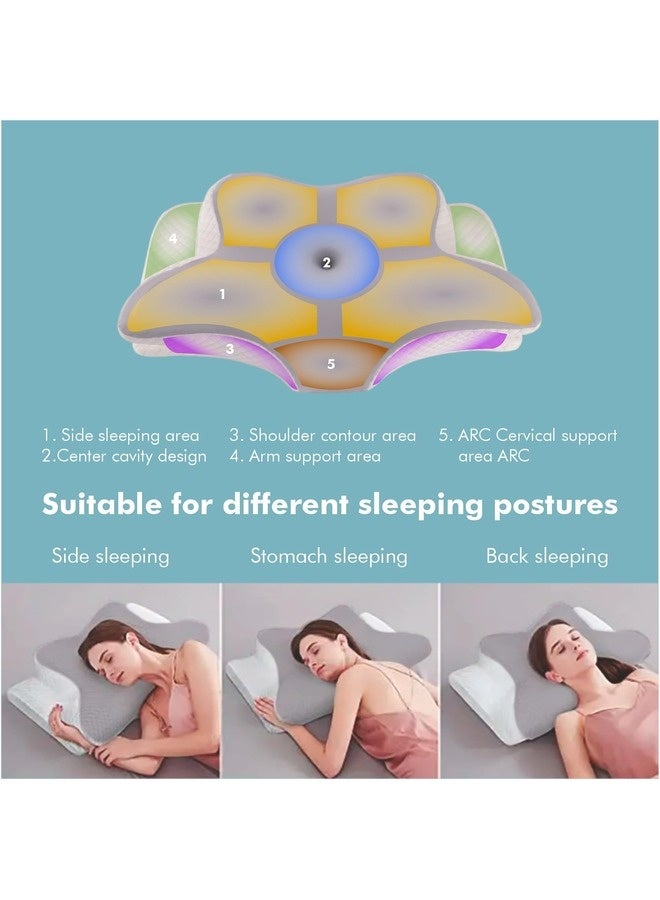 إليش وسادة عنق لتخفيف آلام الكتف والرقبة، وسادة رقبة من إسفنج الذاكرة، وسادة دعم رقبة مريحة للعظام للنوم على الجانب الخلفي والمعدة (شكل فراشة) - Image 4