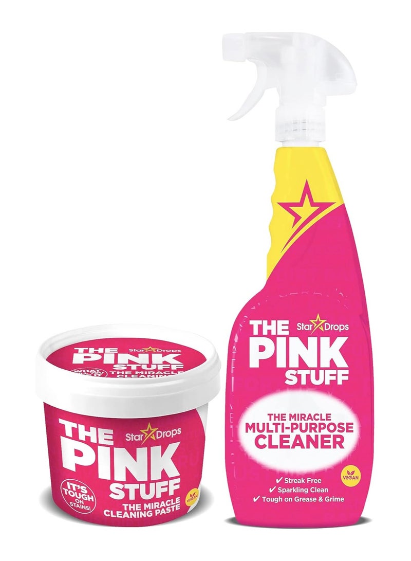 THE PINK STUFF Stardrops - The Pink Stuff - The Miracle Cleaning Paste and Multi-Purpose Spray 2-pack Bundle 1 Cleaning Paste, 1 Multi-Purpose Spray