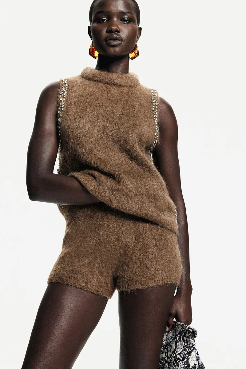 H&M Rhinestone-Embellished Mini Shorts