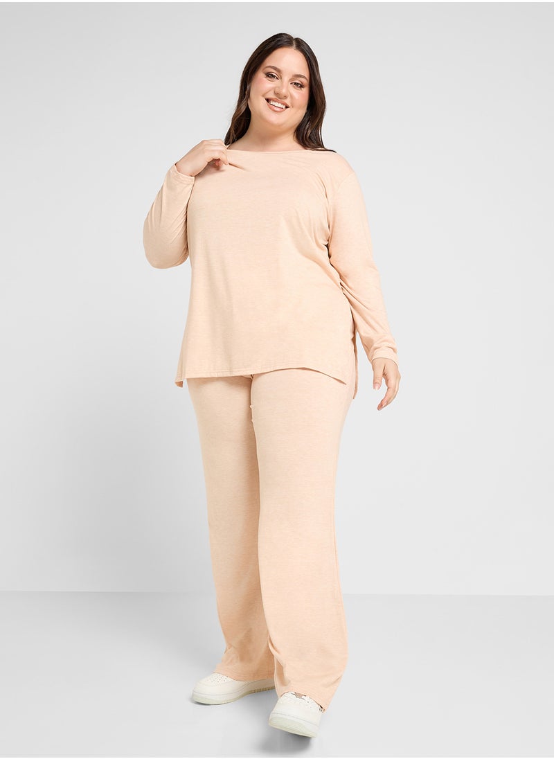 Ginger Plus - Ribbed Relaxed Top & Pant Lounge Set - Image 1