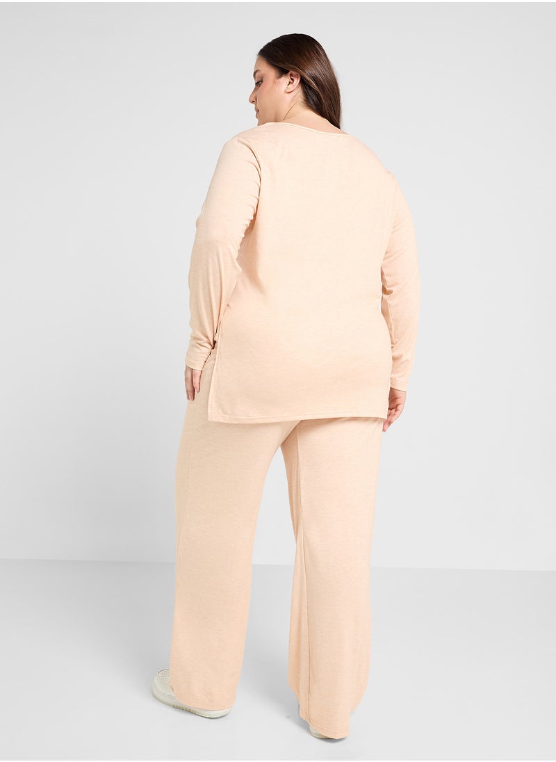 Ginger Plus - Ribbed Relaxed Top & Pant Lounge Set - Image 1