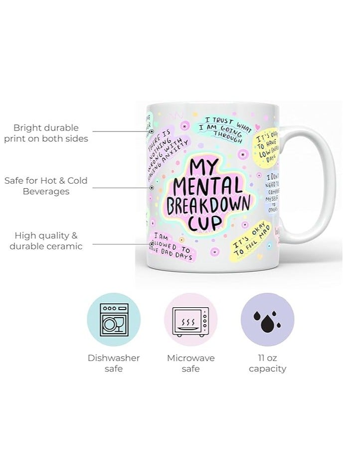 برينت شوب فور مي كوب قهوة للعناية الذاتية للنساء - ابدأ يومك بالإلهام - كوب تحفيزي سعة 11 أونصة مع تأكيدات يومية - هدية مبتكرة للتوعية بالصحة العقلية (مقبض أبيض) - Image 2