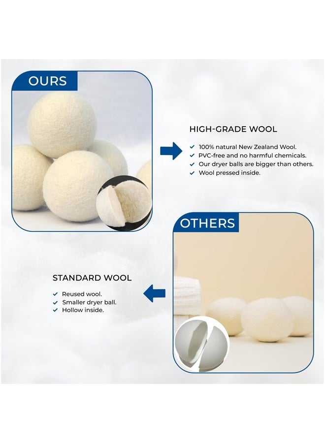 Ezhippie Quality Wool Dryer Balls - 6 XL Pack - 1000+ Loads - Pure Organic Wool - Reusable Natural Fabric Softener Perfect with Essential Oils, Reduce Clothing Static and Wrinkles  - Image 5